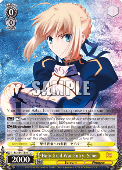 FS/S34-TE16 - Holy Grail War Entry, Saber (SP)